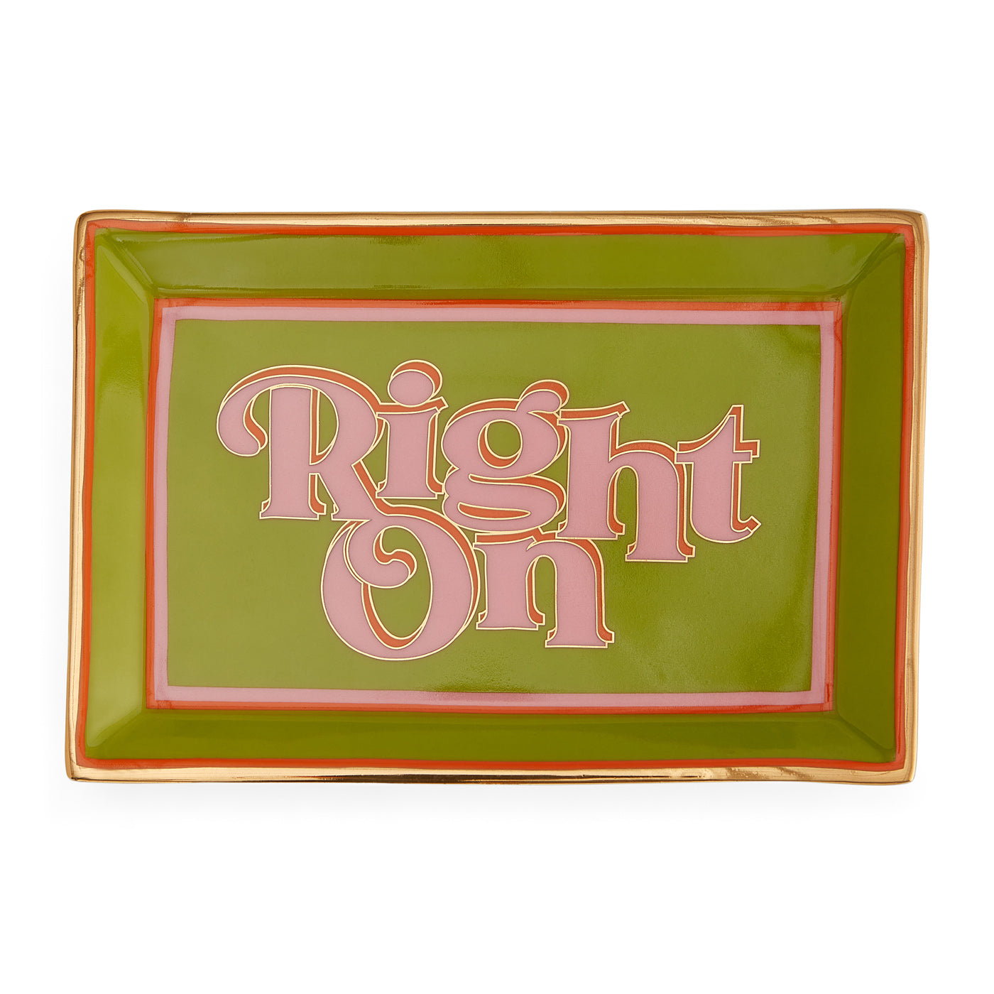 Right on Rectangle Tray - front view