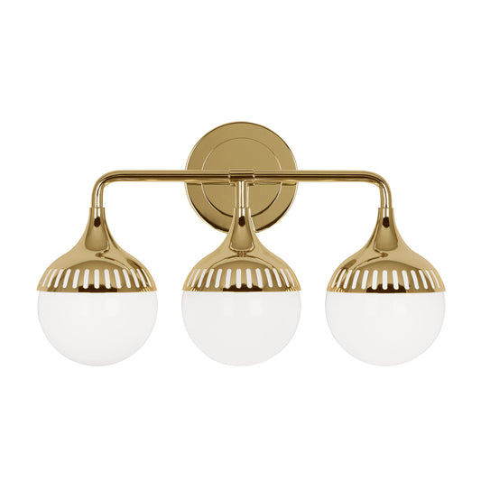 rio three light sconce brass down - front view