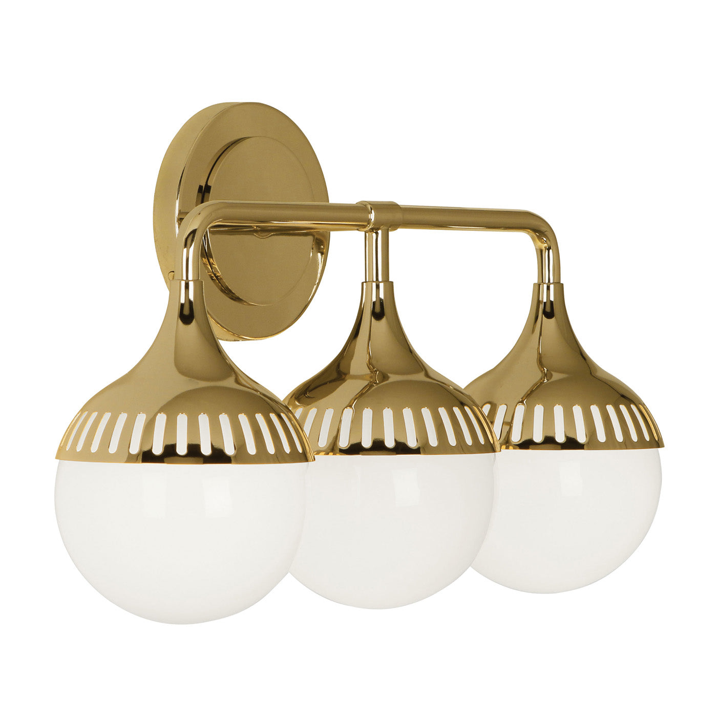rio three light sconce brass down - angle view