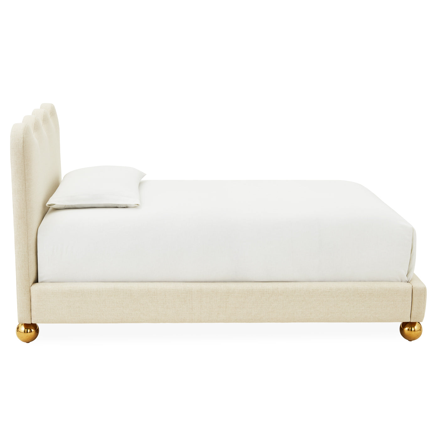 ripple twin bed dunbar sand linen brass orb feet - back view