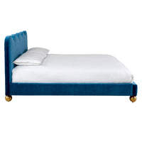 ripple queen bed venice peacock velvet feet brass orb - side view
