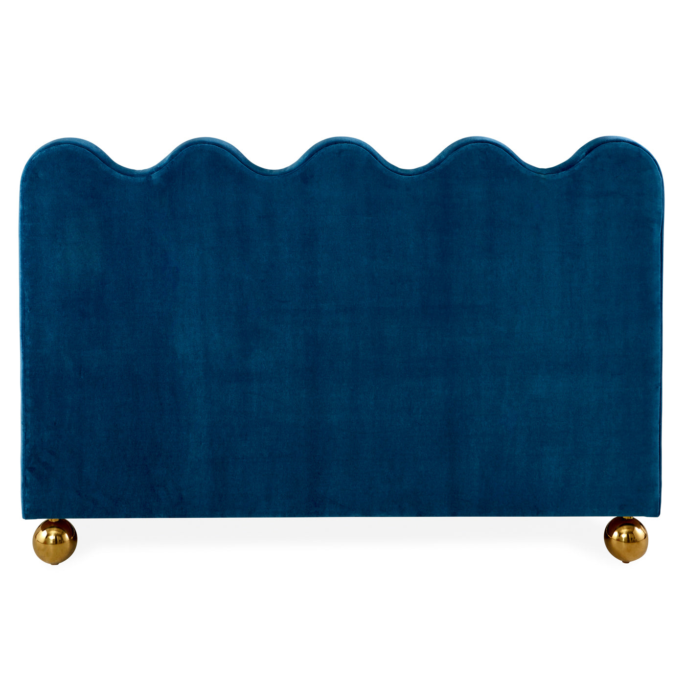 ripple queen bed venice peacock velvet feet brass orb - back view