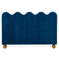 ripple queen bed venice peacock velvet feet brass orb - back view