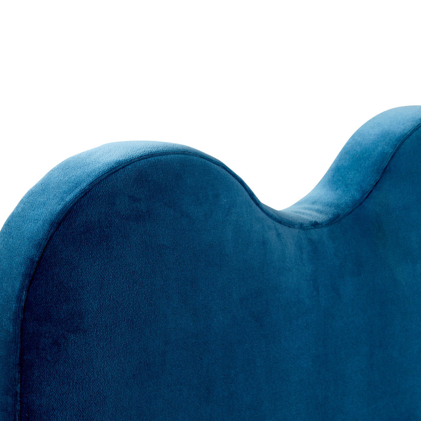 ripple queen bed venice peacock velvet feet brass orb - detail view