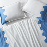 ripple sham supima cotton blue white - front view