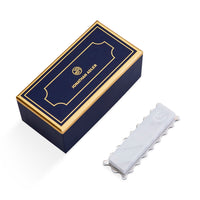 ripple mezuzah marble nickel with box - angle view