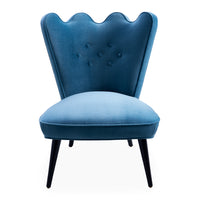 ripple slipper chair venice twilight blue velvet black legs - front view