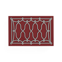 A rectangular burgundy doormat featuring a raised white decorative lattice pattern, shown against a plain white background.