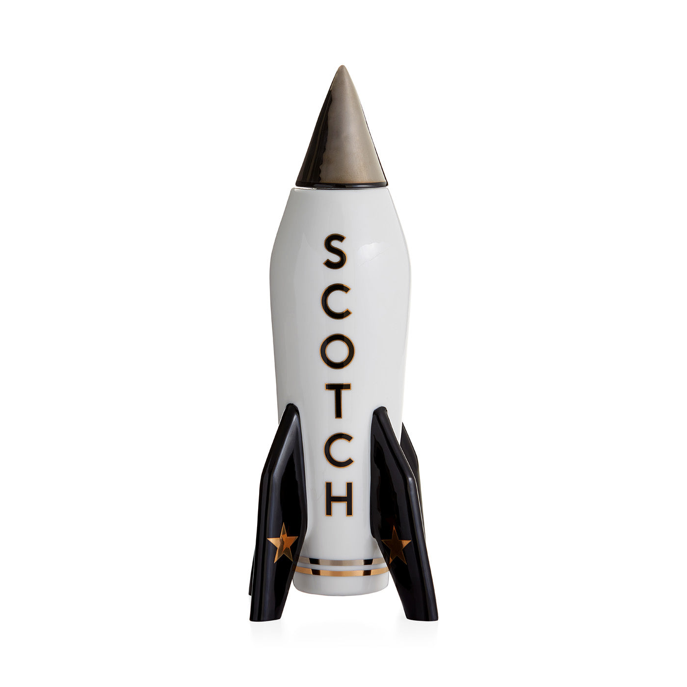 rocket scotch decanter porcelain black and white - front view