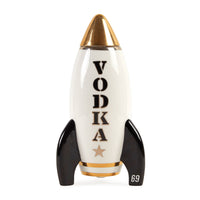 vodka rocket decanter porcelain white black gold - front view