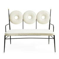 rondo bench white boucle frame black - front view