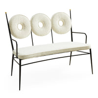 rondo bench white boucle frame black - side view