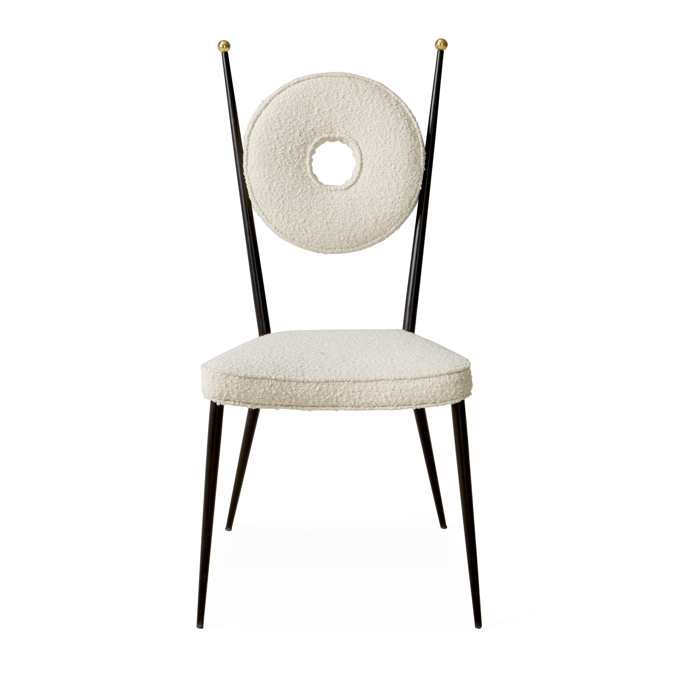 rondo dining chair olympus oatmeal boucle frame black steel - side view