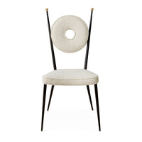 rondo dining chair olympus oatmeal boucle frame black steel - side view