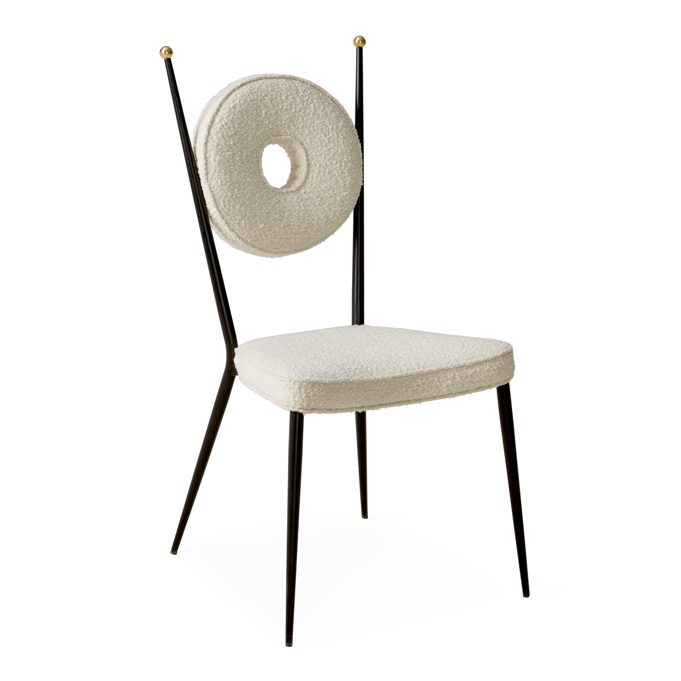 rondo dining chair olympus oatmeal boucle frame black steel - angle view