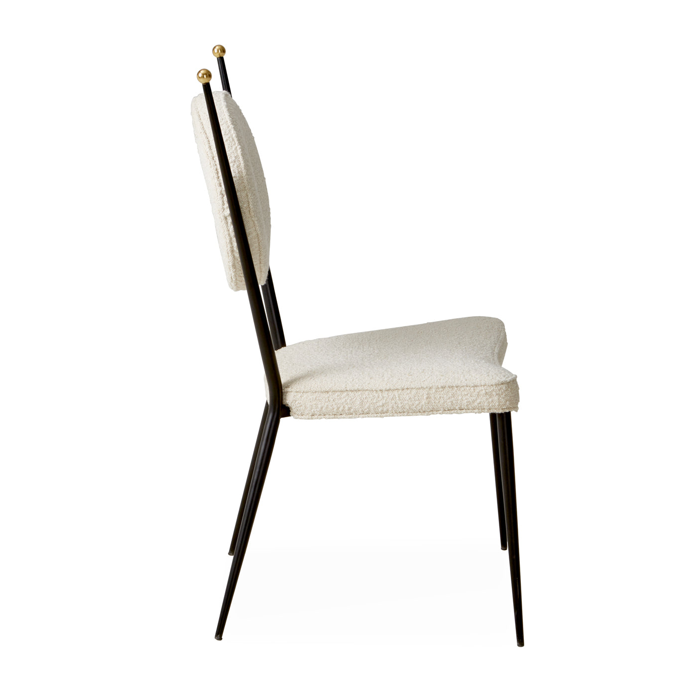 rondo dining chair olympus oatmeal boucle frame black steel - back view