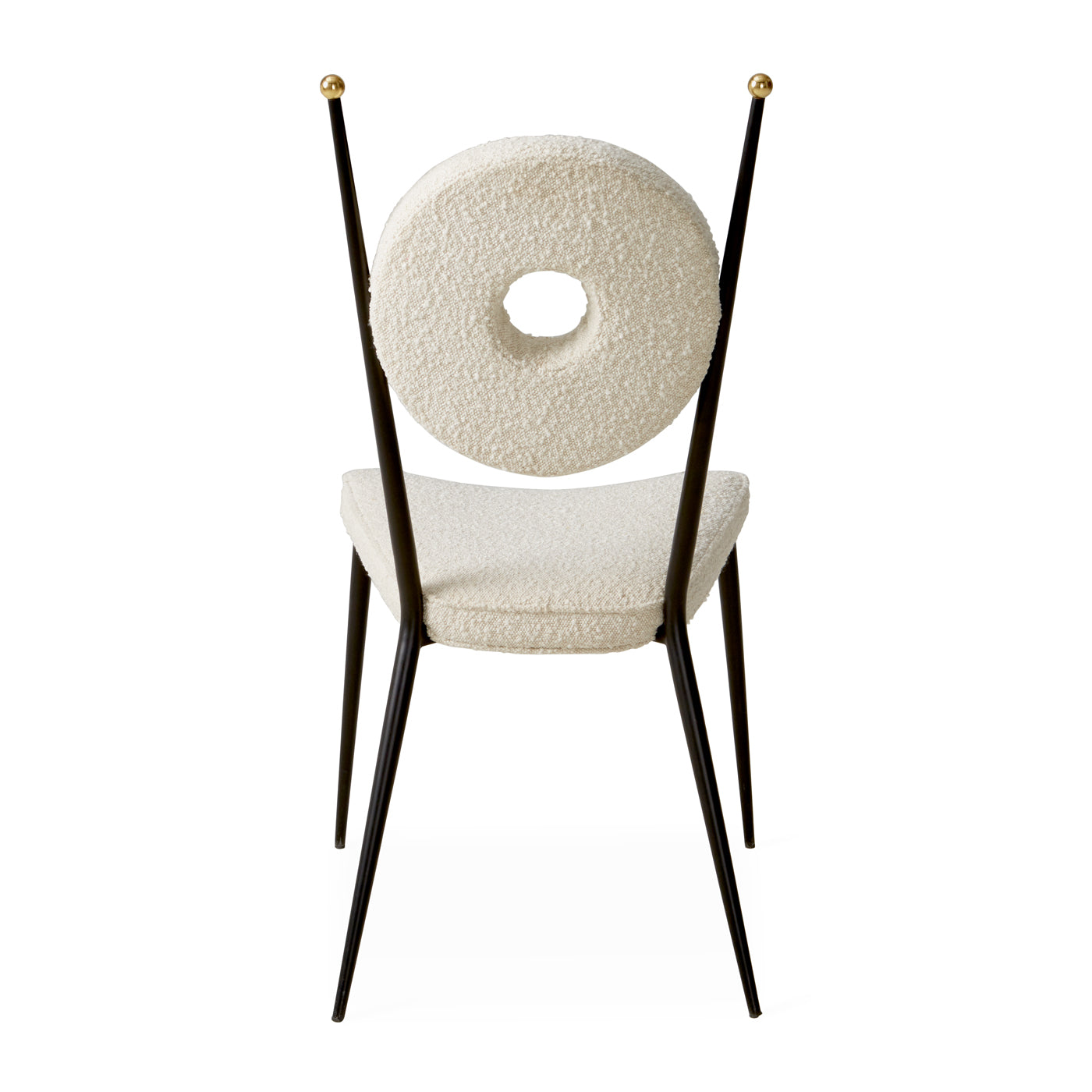 rondo dining chair olympus oatmeal boucle frame black steel - back angle view