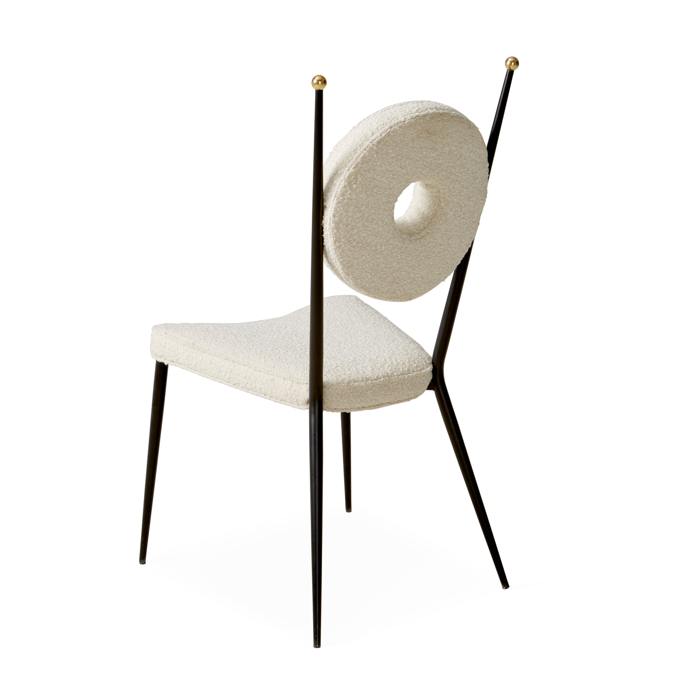 rondo dining chair olympus oatmeal boucle frame black steel - detail view
