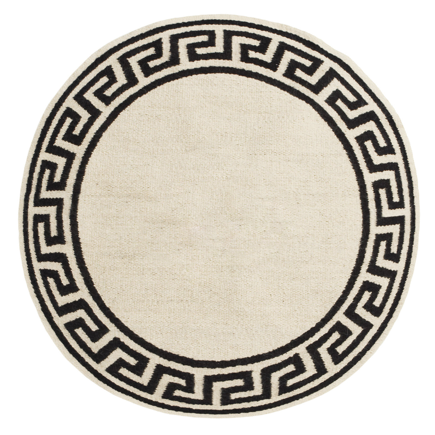 round greek key border reversible peruvian flat weave rug black natural - front view