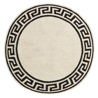 round greek key border reversible peruvian flat weave rug black natural - front view