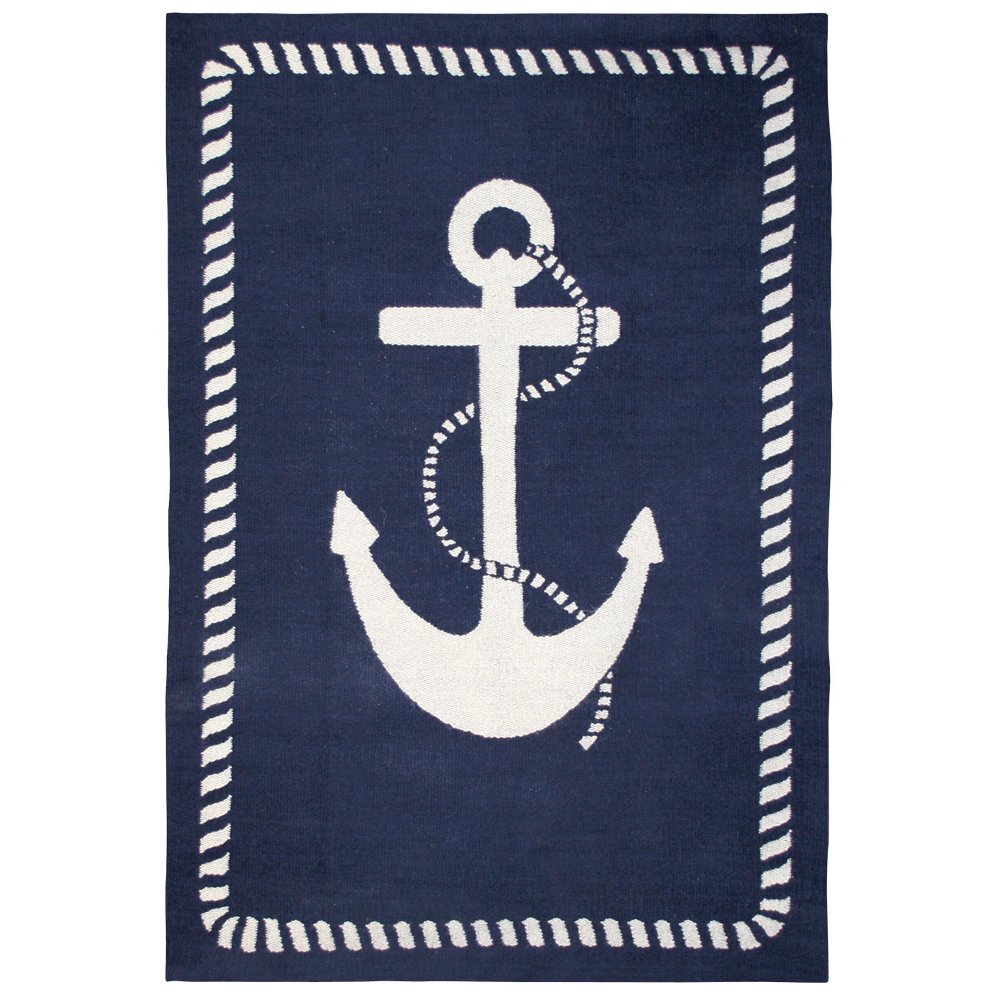 junior anchor reversible peruvian flat weave rug blue 4x6 - front view