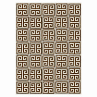 greek key reversible peruvian flat weave rug brown - styled view