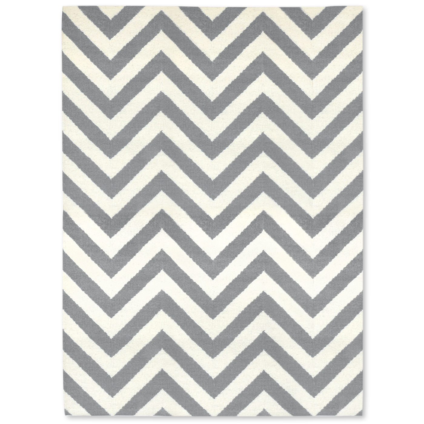 herringbone reversible peruvian flat weave rug grey 8x10 - front view