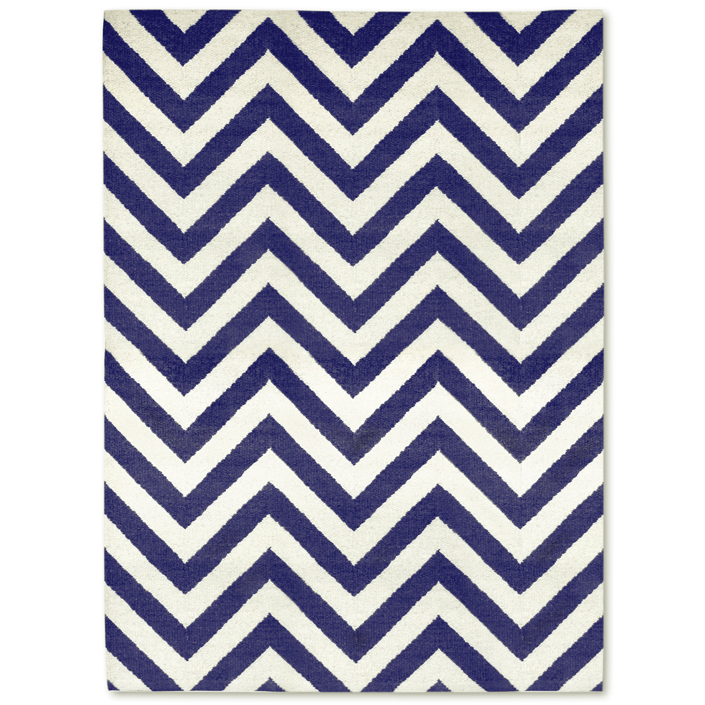 herringbone reversible peruvian flat weave rug navy 8x10 - front view