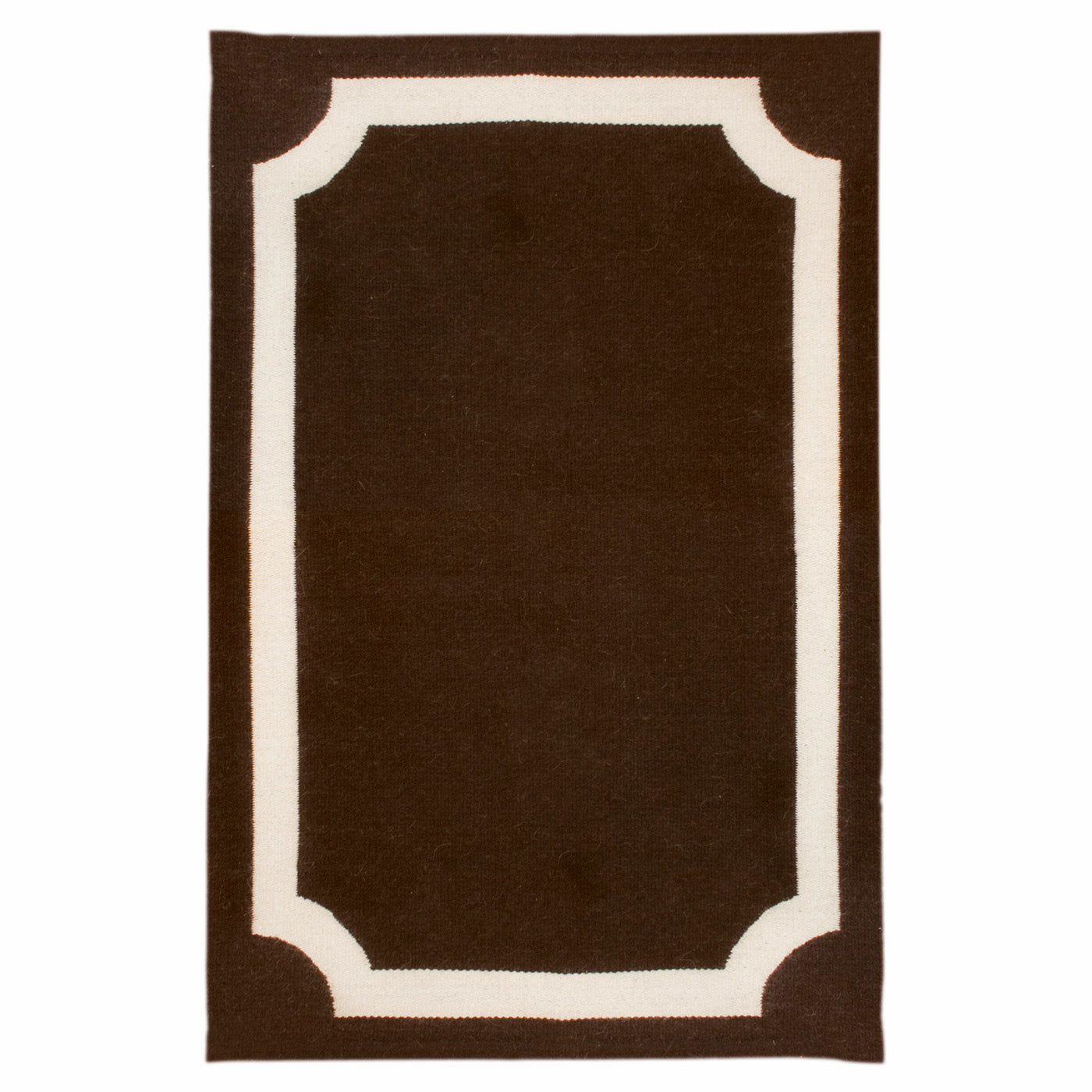 mansard reversible peruvian flat weave rug brown - front view