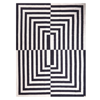 canaan reversible peruvian flat weave rug black white - front view