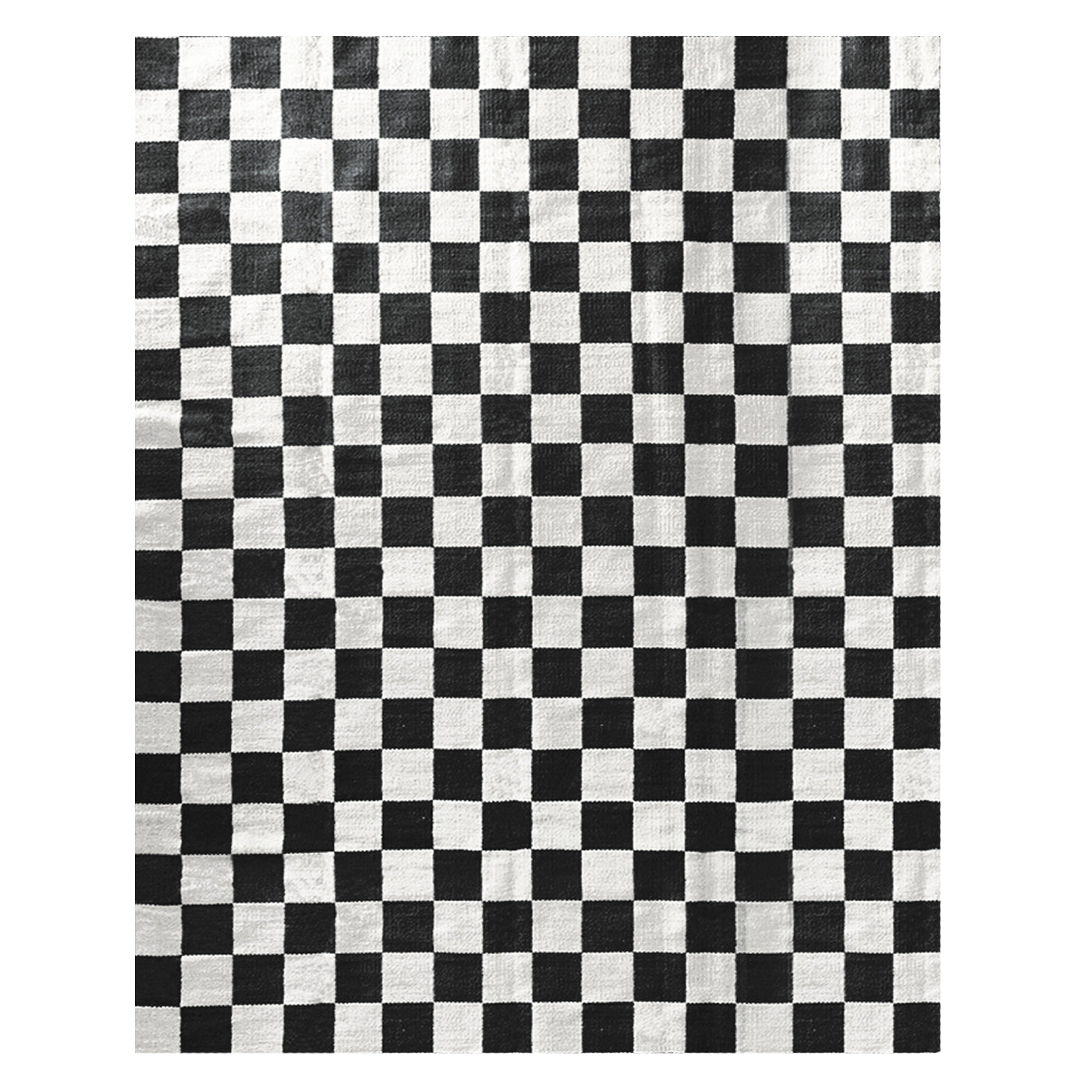 checkerboard reversible peruvian flat weave rug black - front view