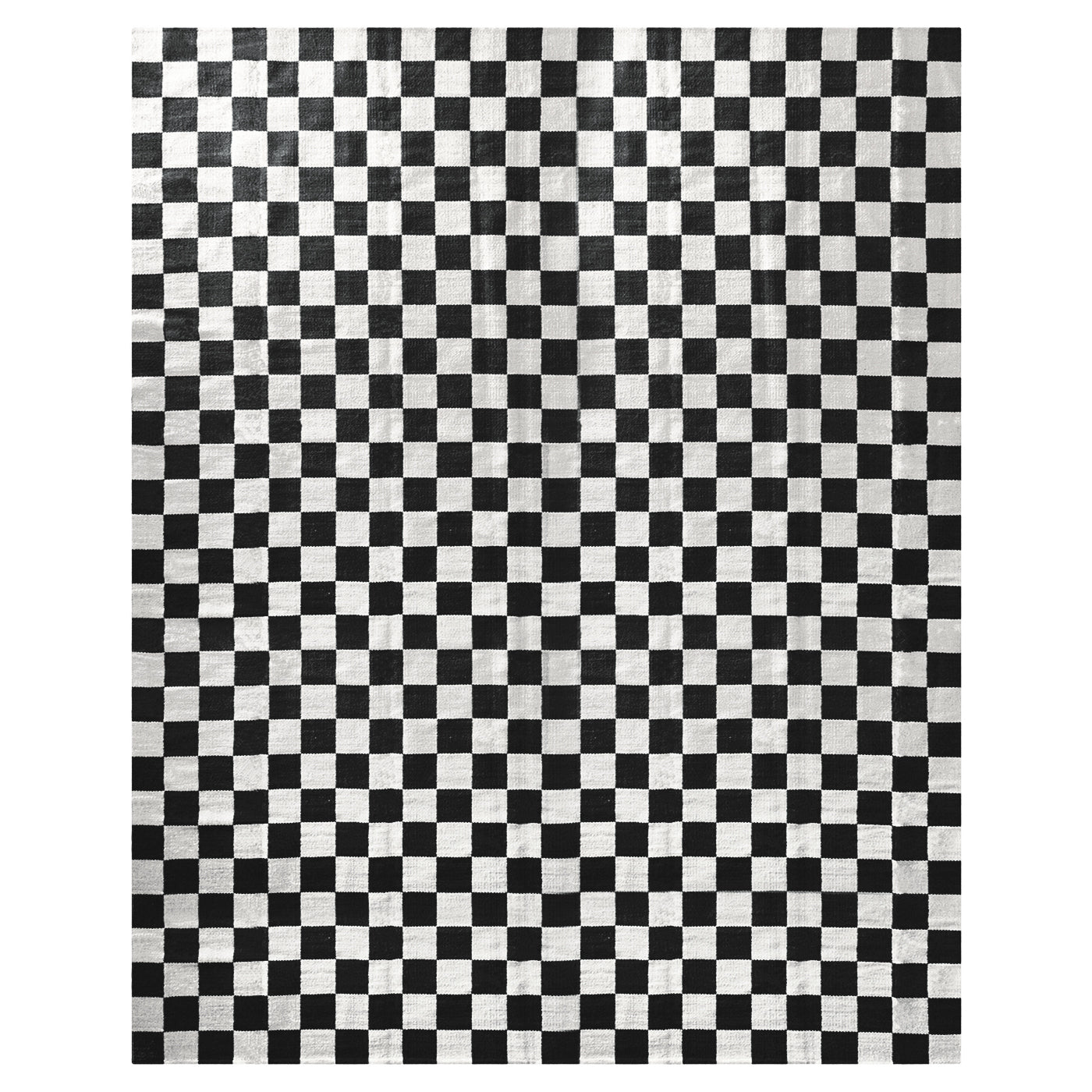 small scale checkerboard flat weave rug blue - front view
