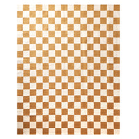 camel checkerboard reversible peruvian flat weave rug 6x9 - front view