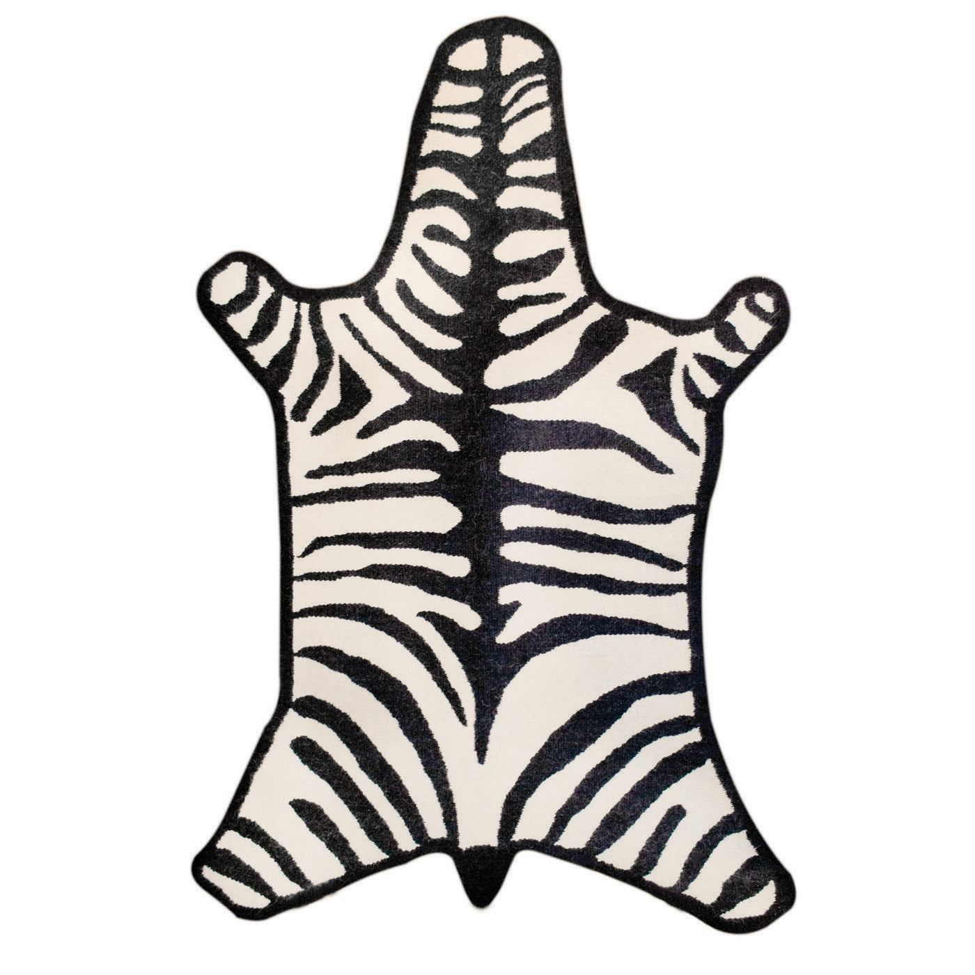 zebra peruvian flat weave rug black - front view