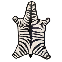 zebra peruvian flat weave rug black - front view