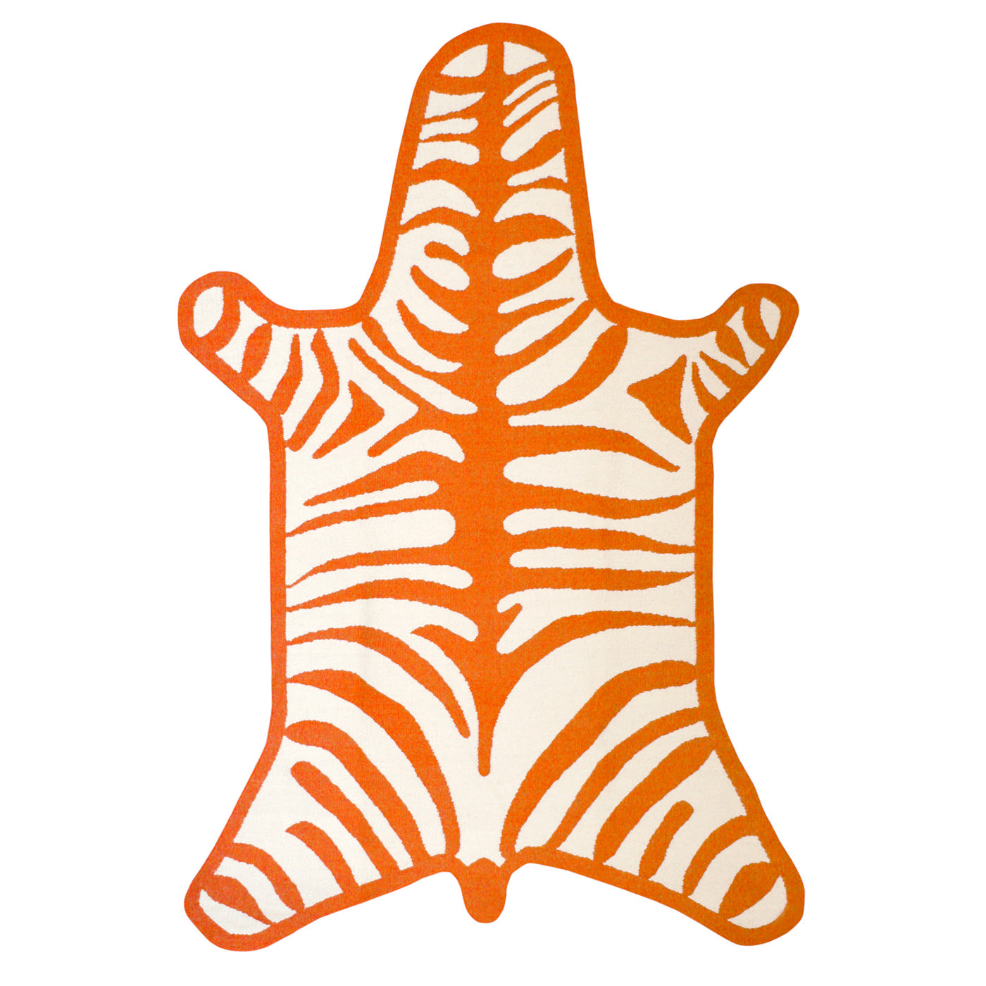 zebra peruvian flat weave rug orange - front view