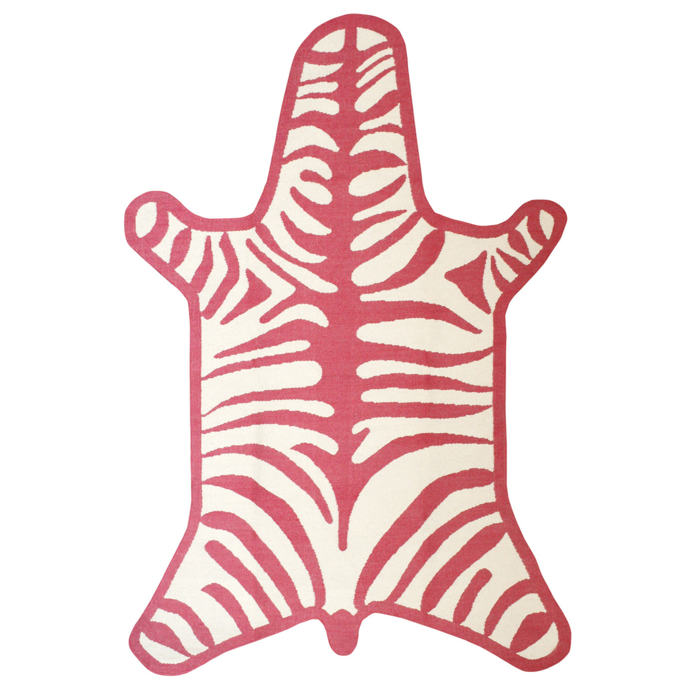 zebra peruvian flat weave rug pink - front view