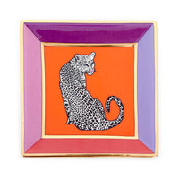 safari square tray porcelain orange purle red gold - top view