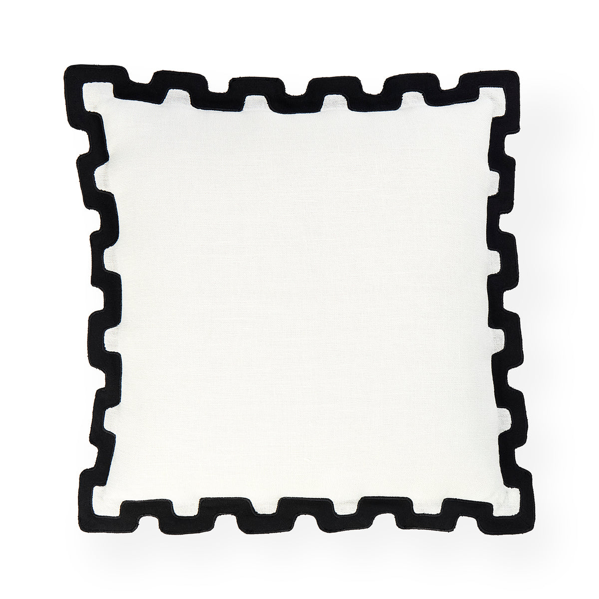 A square white fabric napkin or decorative paper towel with a black scalloped or wavy border, shown flat against a white background.