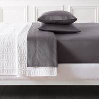 sateen sheet set dark grey - folded view