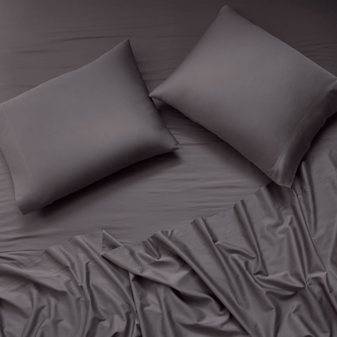 sateen sheet set dark grey - styled view
