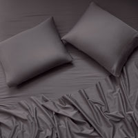 sateen sheet set dark grey - styled view