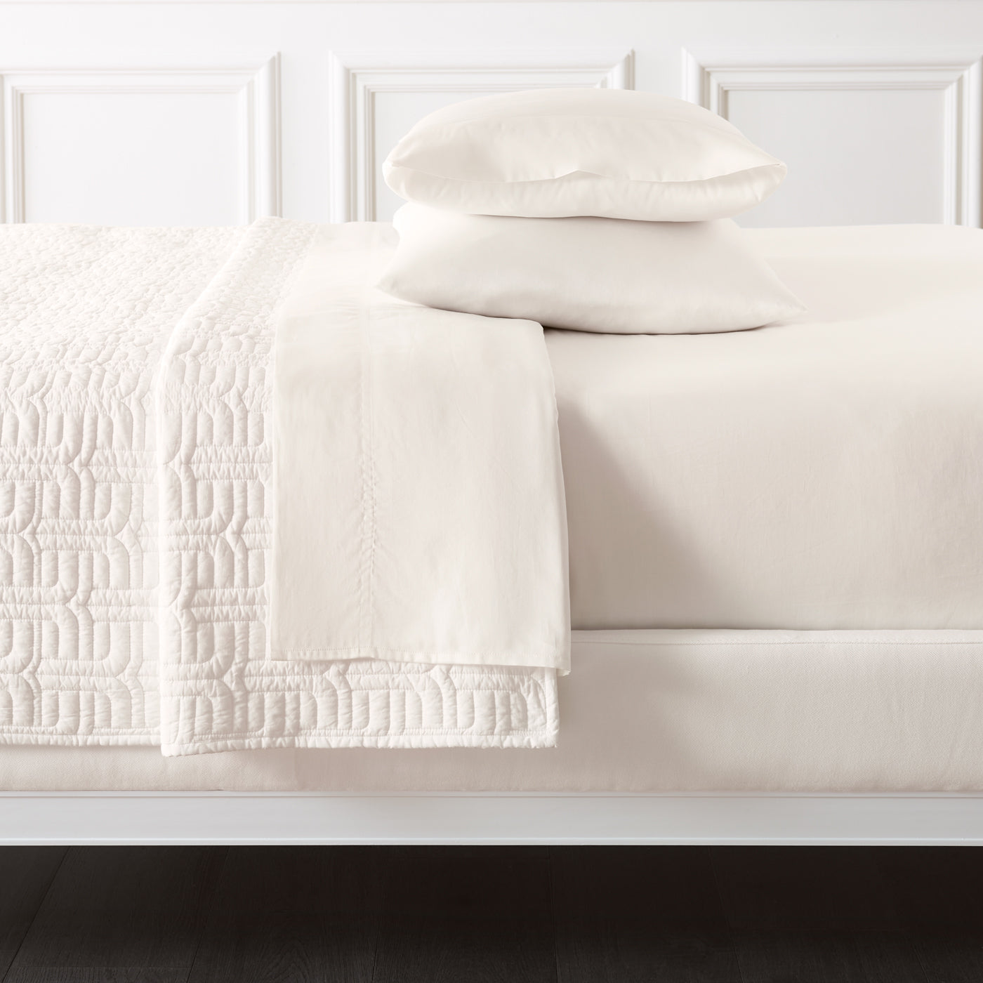 sateen sheet set ivory - folded view