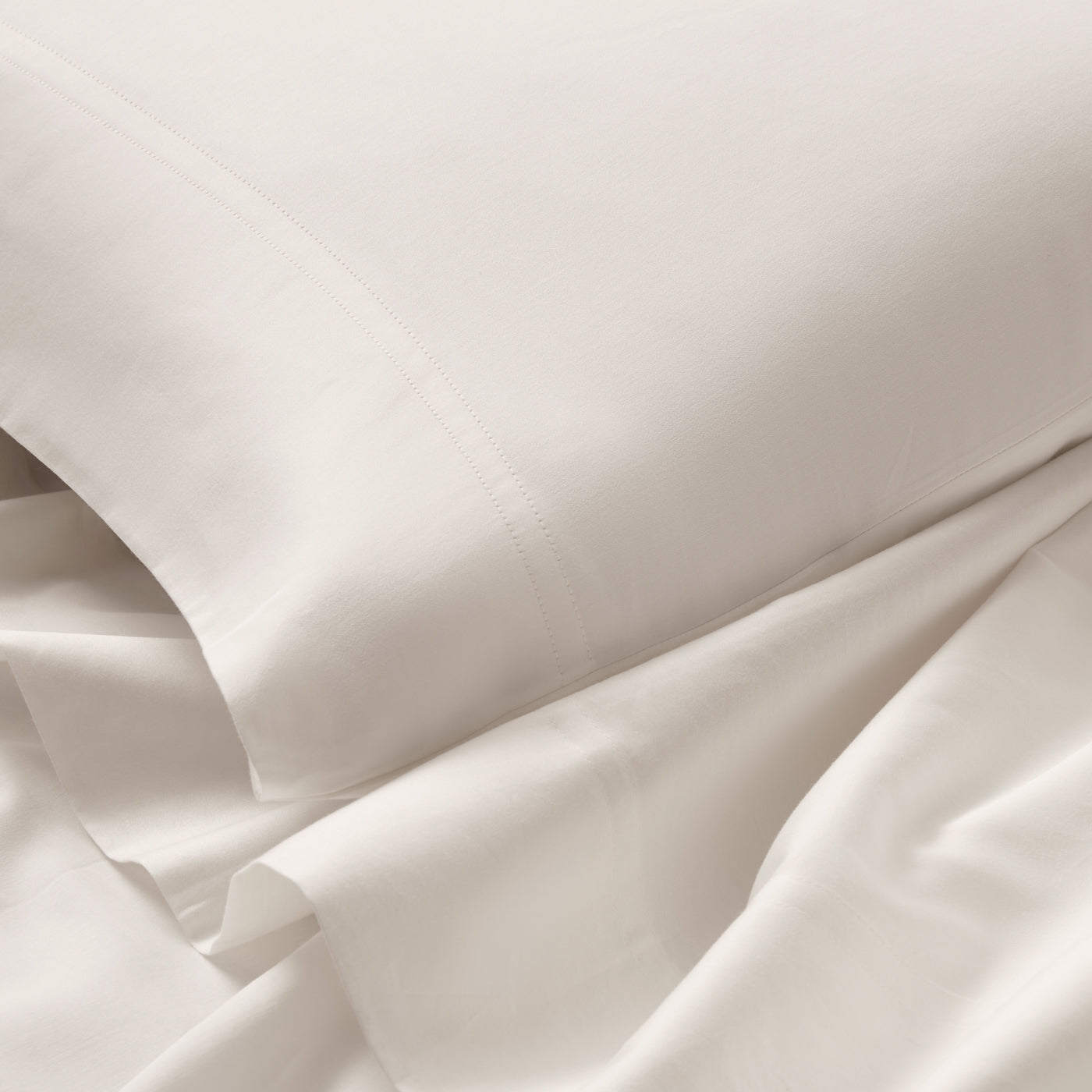 sateen sheet set ivory - detail view