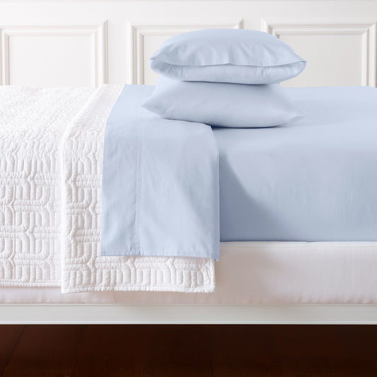 sateen sheet set light blue - folded view