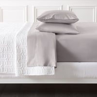 sateen sheet set pale grey - folded view