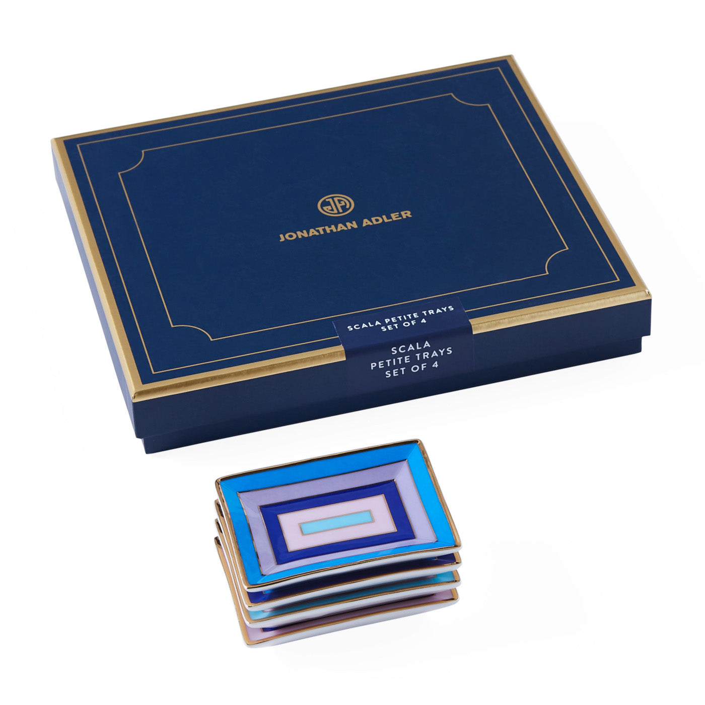 scala petite tray set porcelain blue purple with box - angle view 2