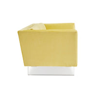 sebastian apartment sofa brussels citron velvet acrylic base - side view