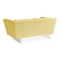 sebastian apartment sofa brussels citron velvet acrylic base - angle back  view