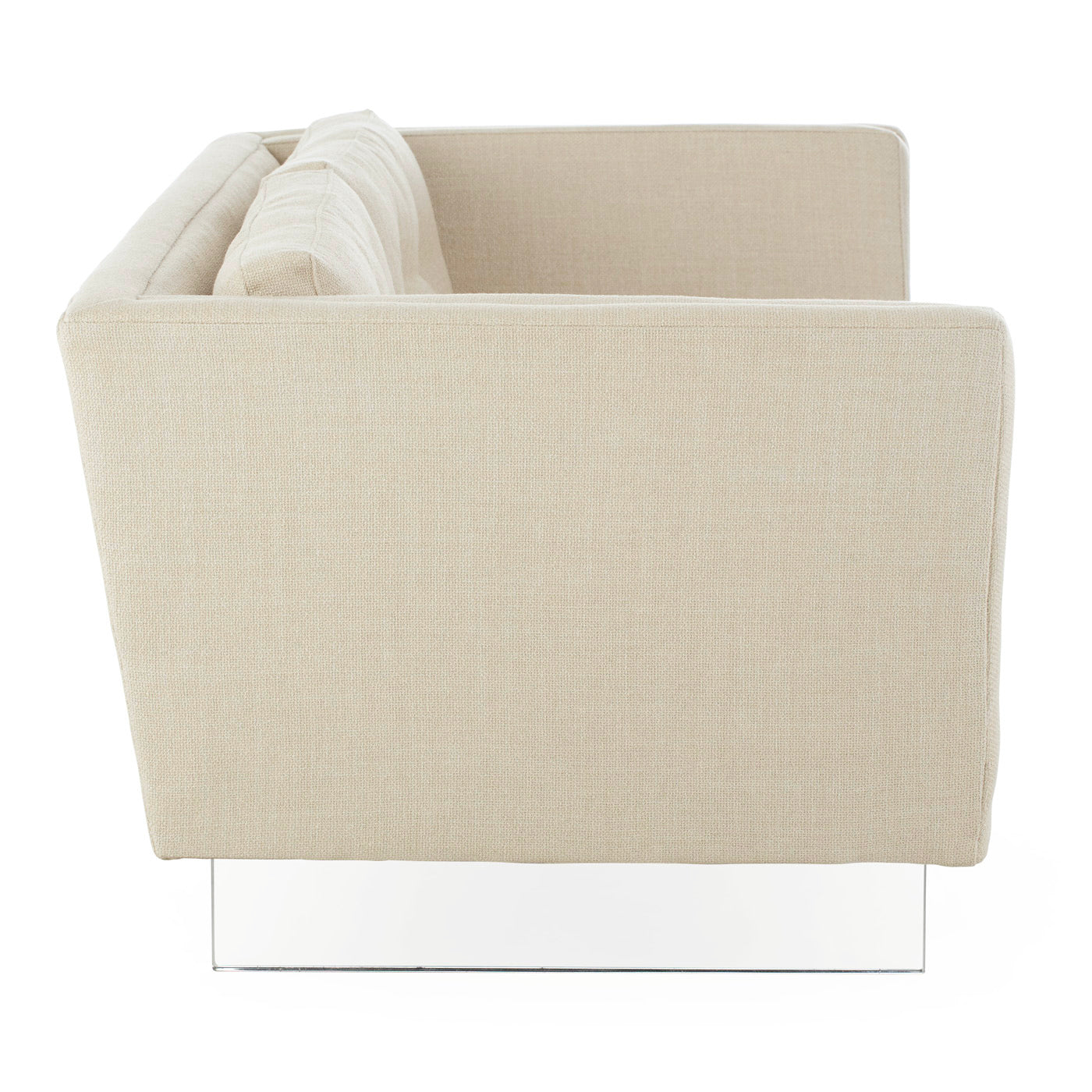 sebastian apartment sofa deluxe linen acrylic base - side view